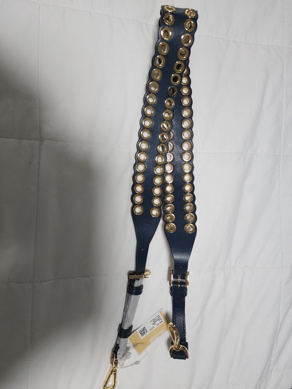 MICHAEL Michael Kors Navy Leather Strap with Gold Hardware